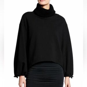 Alice & Olivia Micha Turtleneck Blouson-Sleeve Sweat in Black Sz XS cotton EUC